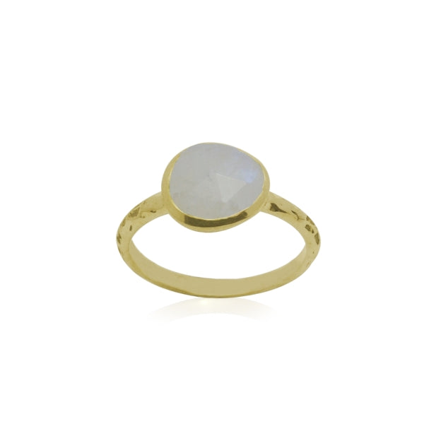 Ring met edelsteen, gefacetteerd - goldplated zilver