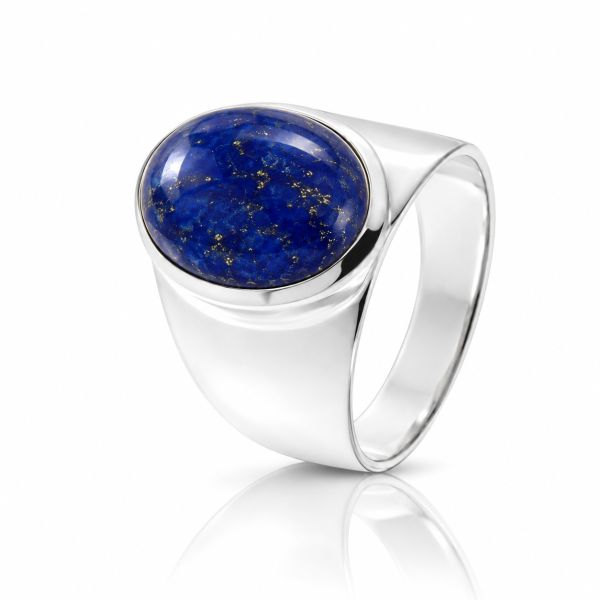 Zilveren ring met ovale edelsteen - 925 zilver - 14 x 10 mm · Lapis Lazuli · productfoto · steen:lapis-lazuli