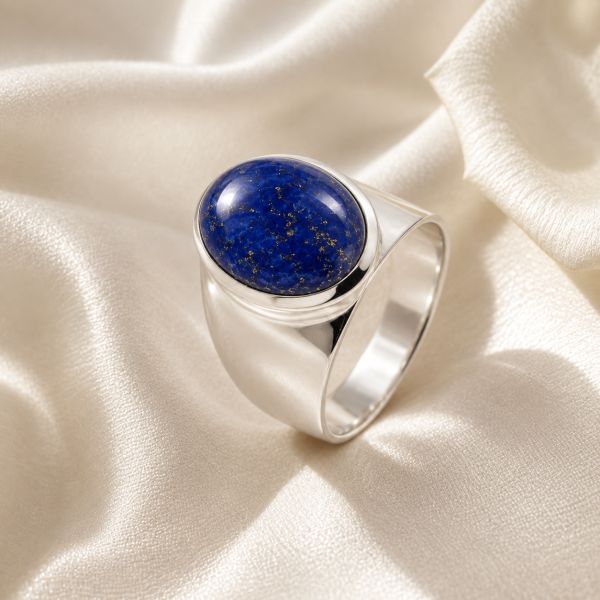 Zilveren ring met ovale edelsteen - 925 zilver - 14 x 10 mm · Lapis Lazuli · productfoto · steen:lapis-lazuli