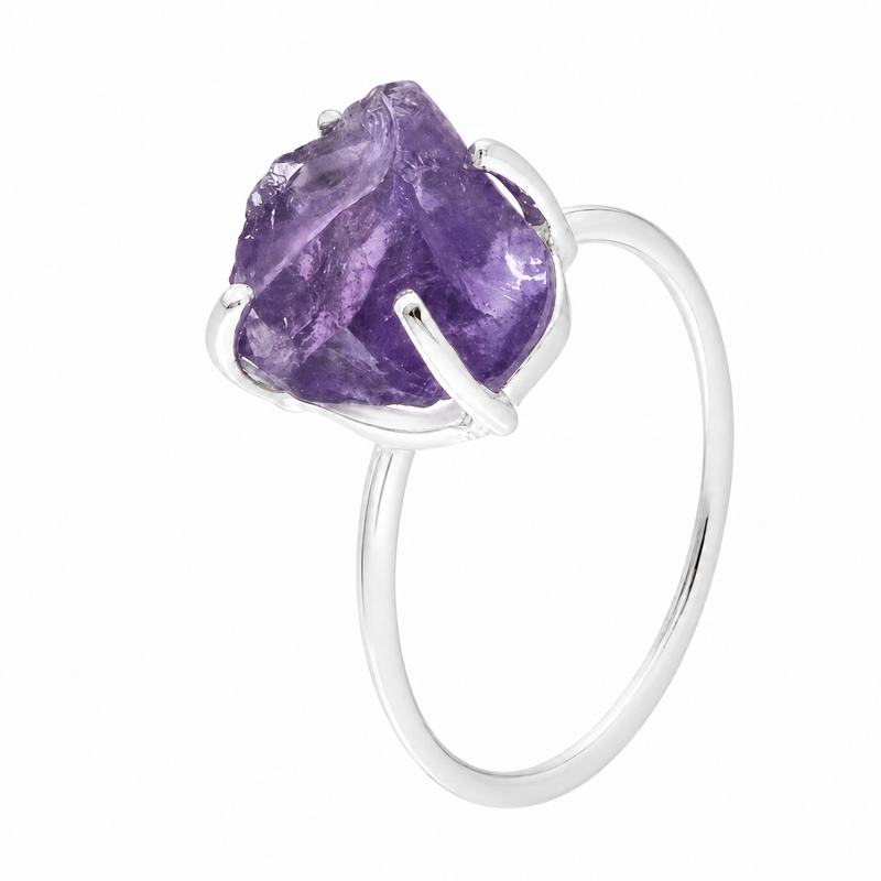 Zilveren ring met edelsteen, ruw - 925 zilver · None · productfoto · steen:None