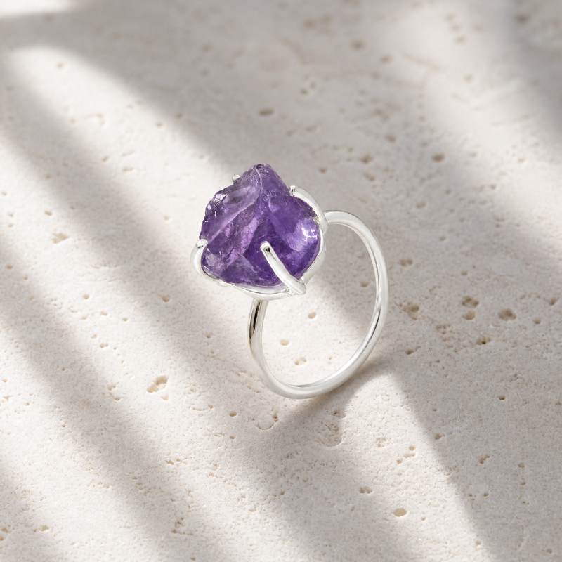 Zilveren ring met edelsteen, ruw - 925 zilver · None · sfeerbeeld · steen:None