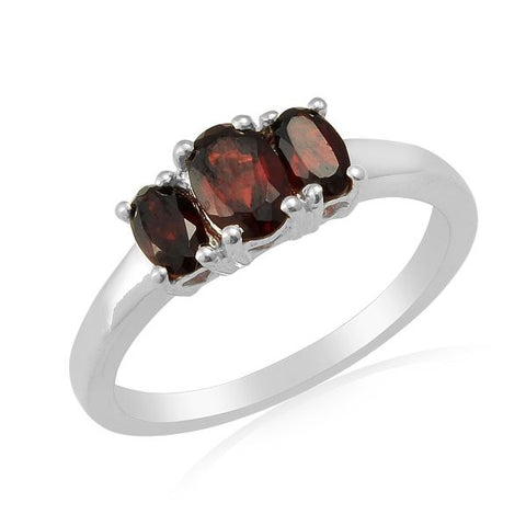 Zilveren ring met edelsteen, gefacetteerd - 925 zilver - 6 x 4 mm