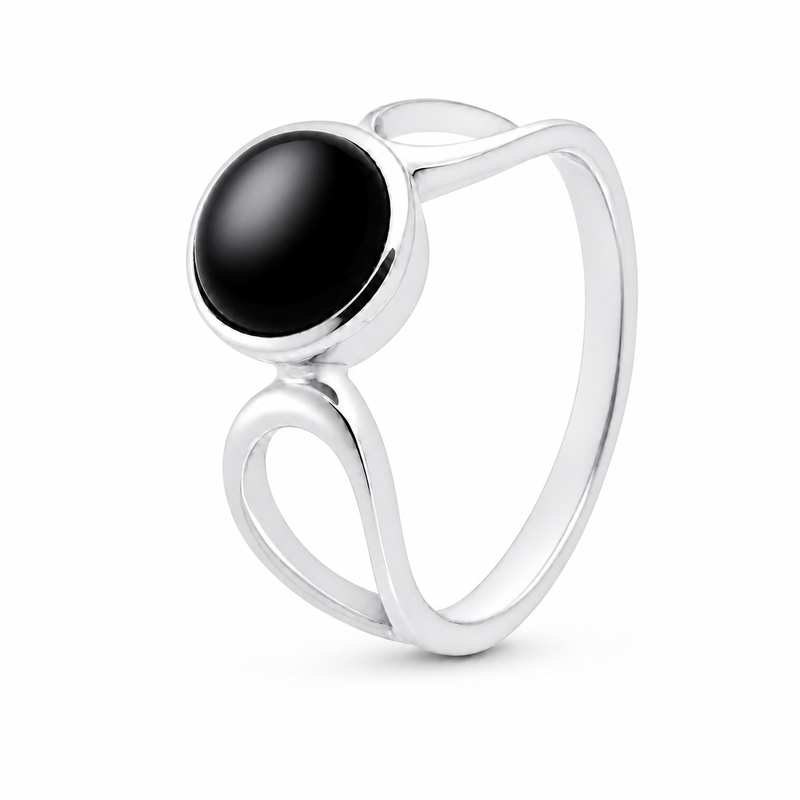 Zilveren ring met edelsteen - 925 zilver - 8 mm · None · detail · steen:None