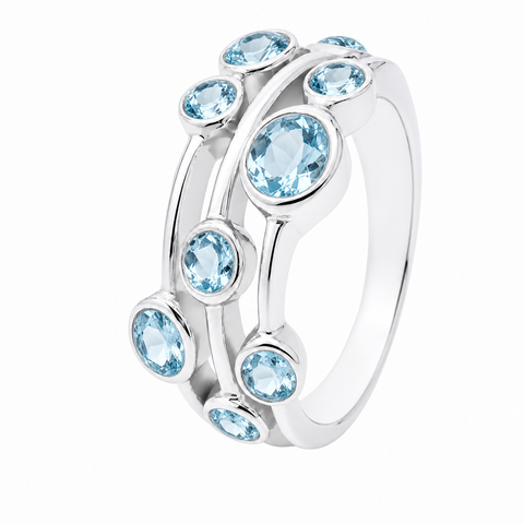 Zilveren ring met edelsteen, gefacetteerd - 925 zilver
