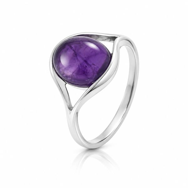 Zilveren ring met ovale edelsteen - 925 zilver - 10 x 8 mm