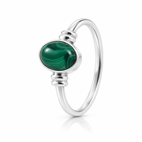 Zilveren ring met ovale edelsteen - 925 zilver - 8 x 6 mm