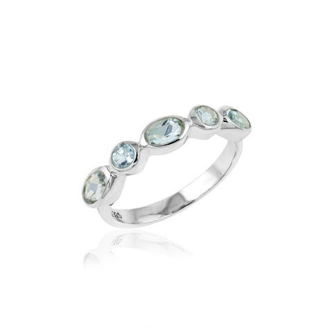 Zilveren ring met edelsteen, gefacetteerd - 925 zilver - 3 mm
