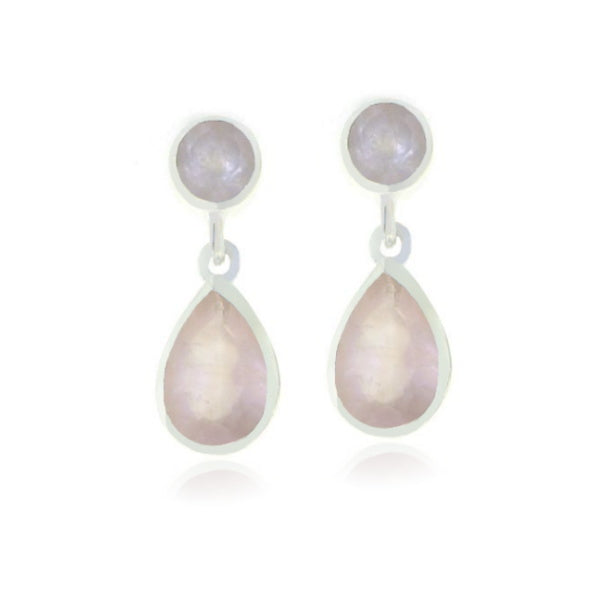 Zilveren oorstekers met Rozenkwarts edelstenen