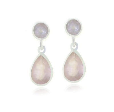 Zilveren oorstekers met Rozenkwarts edelstenen