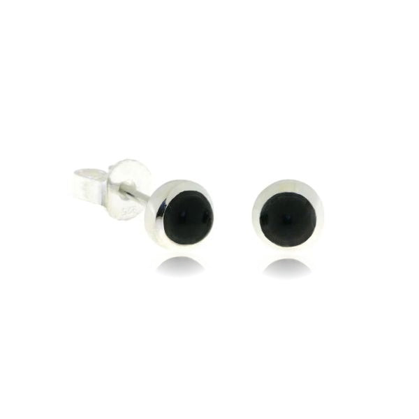 Zilveren oorknopjes met rond in kap gezette edelsteen - 925 zilver - 4 mm