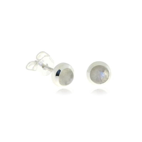Zilveren oorknopjes met rond in kap gezette edelsteen - 925 zilver - 4 mm