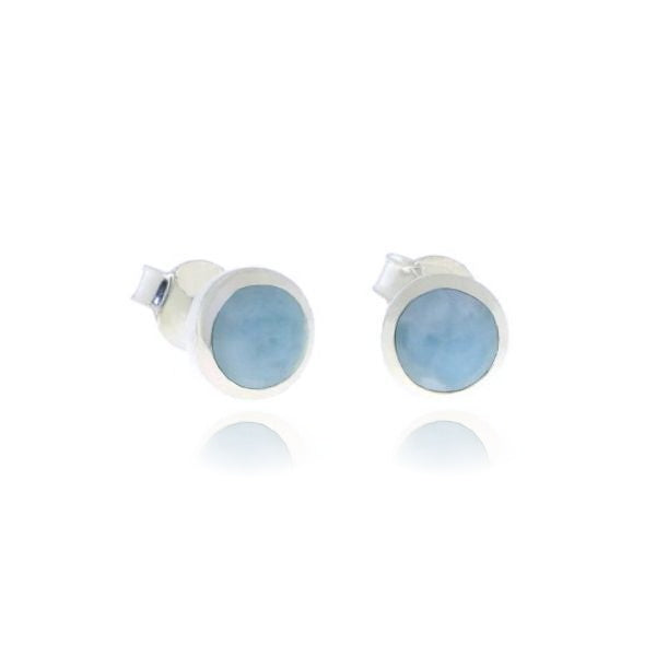 Zilveren oorknopjes met Larimar edelstenen