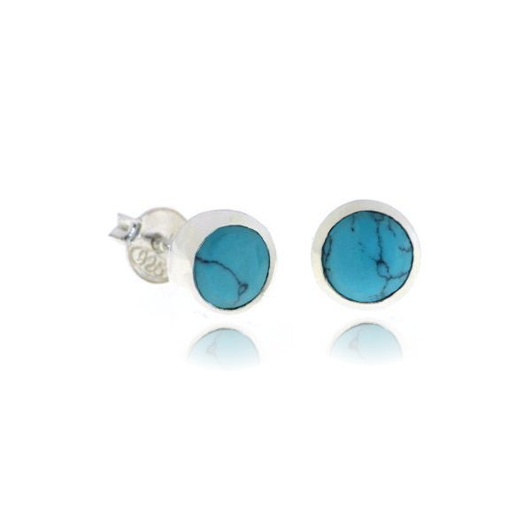 Zilveren oorknopjes met rond in kap gezette edelsteen - 925 zilver - 6 mm