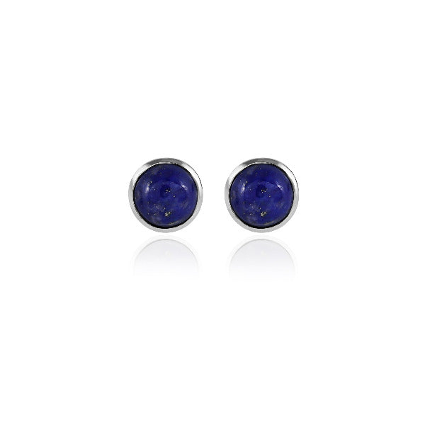 Zilveren oorknopjes met rond in kap gezette edelsteen - 925 zilver - 6 mm