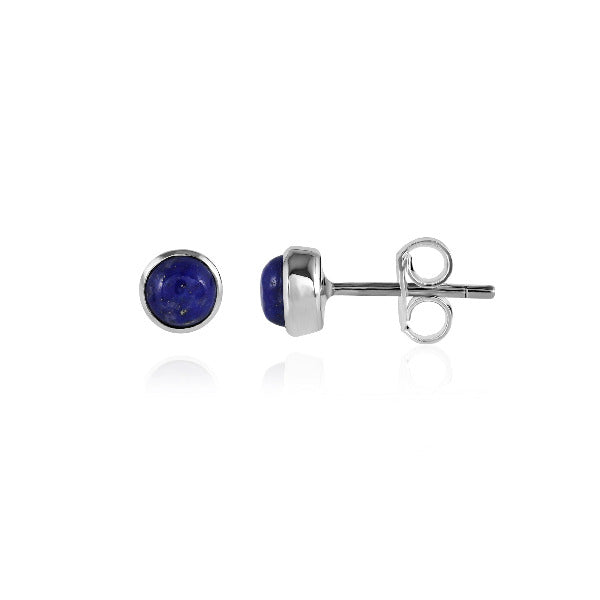 Zilveren oorknopjes met rond in kap gezette edelsteen - 925 zilver - 6 mm