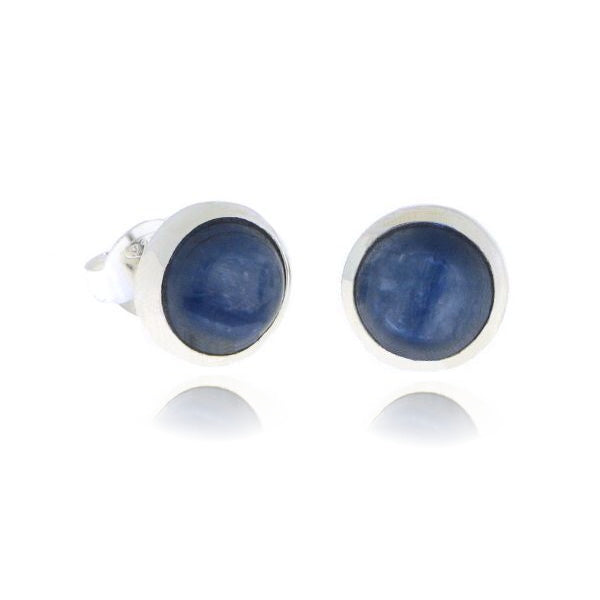 Zilveren oorknopjes met rond in kap gezette edelsteen - 925 zilver - 5 mm