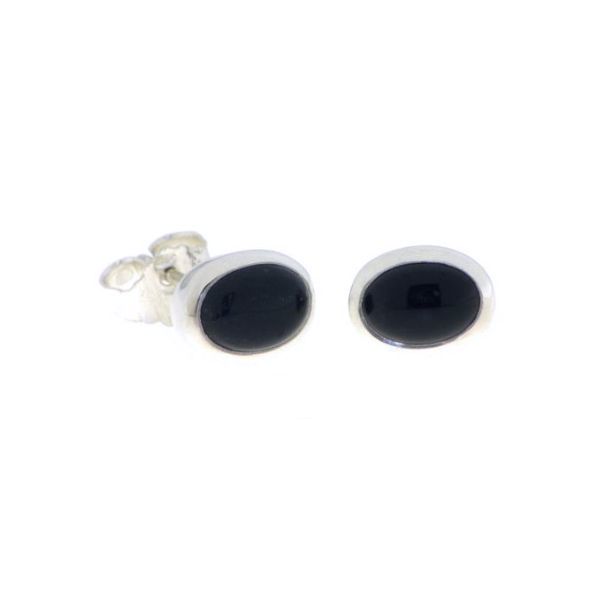 Zilveren oorknopjes met zwarte Onyx edelstenen · steen:zwarte-onyx
