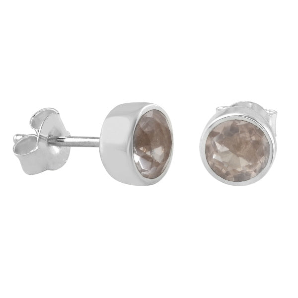 Zilveren oorknopjes met Rozenkwarts edelstenen