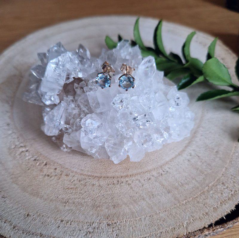 Zilveren oorknopjes met rond gefacetteerd in klauw gezette edelsteen - 925 zilver - 6 mm