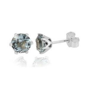 Zilveren oorknopjes met rond gefacetteerd in klauw gezette edelsteen - 925 zilver - 6 mm