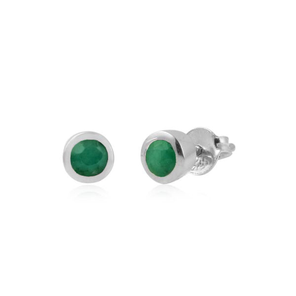 Zilveren oorknopjes met rond glad in kap gezette edelsteen, gefacetteerd - 925 zilver - 3 mm
