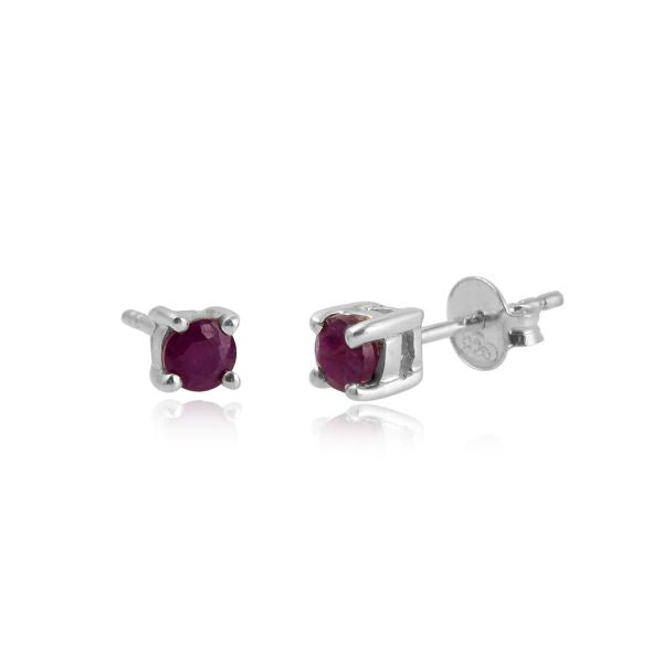 Zilveren oorknopjes met rond gefacetteerd in klauwzetting gezette edelsteen - 925 zilver - 3 mm