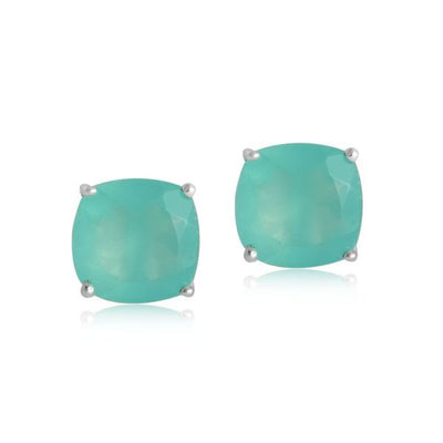 Zilveren oorknopjes met Chalcedoon aqua edelstenen