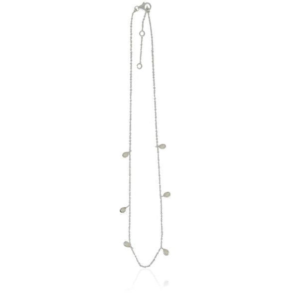 Zilveren collier met druppelvormig hangende edelsteen - 925 zilver - 40 cm