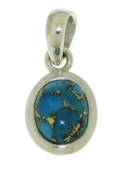 Zilveren hanger met Koper Turkoois edelsteen