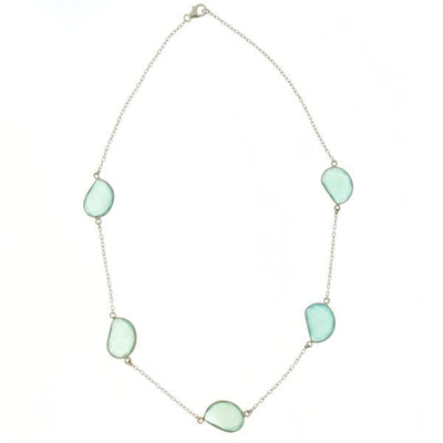 Zilveren collier met Chalcedoon aqua edelstenen