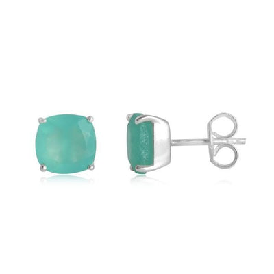 Zilveren oorknopjes met Chalcedoon aqua edelstenen