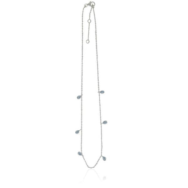 Zilveren collier met druppelvormig hangende edelsteen - 925 zilver - 40 cm