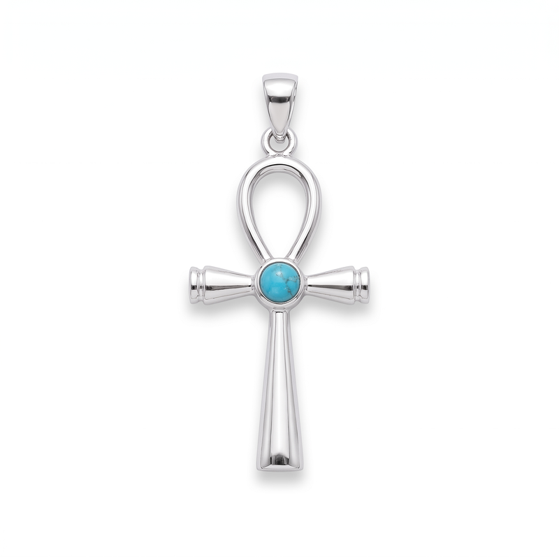 Zilveren hanger met Turkoois edelsteen · steen:turkoois