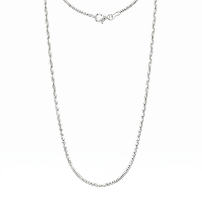Zilveren slangen ketting dikte 1,2 mm · hangend