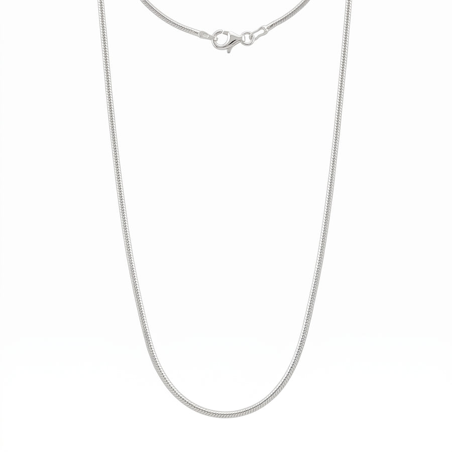 Zilveren slangen ketting dikte 1,2 mm · hangend