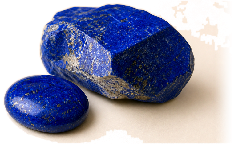 Ruwe en geslepen Lapis lazuli
